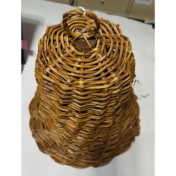 2 Vintage Wicker Bells Rattan Straw Basket decorations - Picture 6 of 6